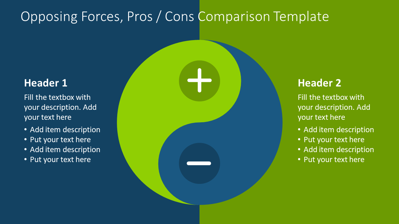Yin Yang Pros Cons Comparison PPT Template