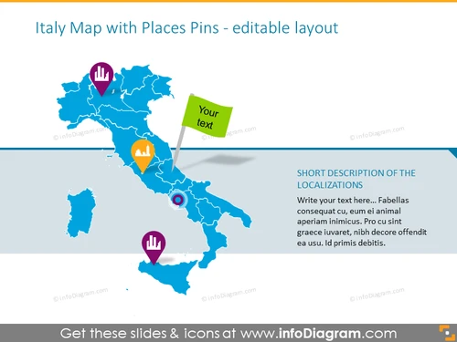 Italy places pins map