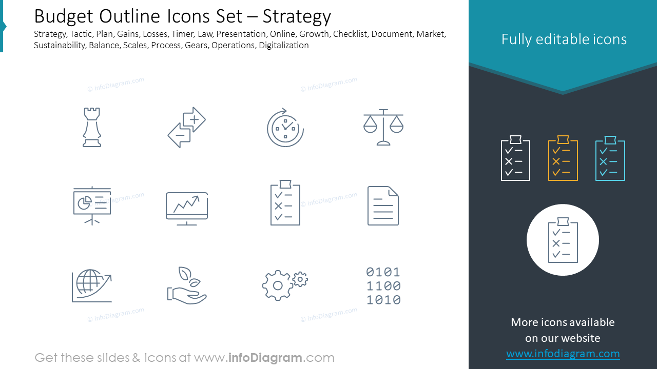 Budget Outline Icons Set – Strategy