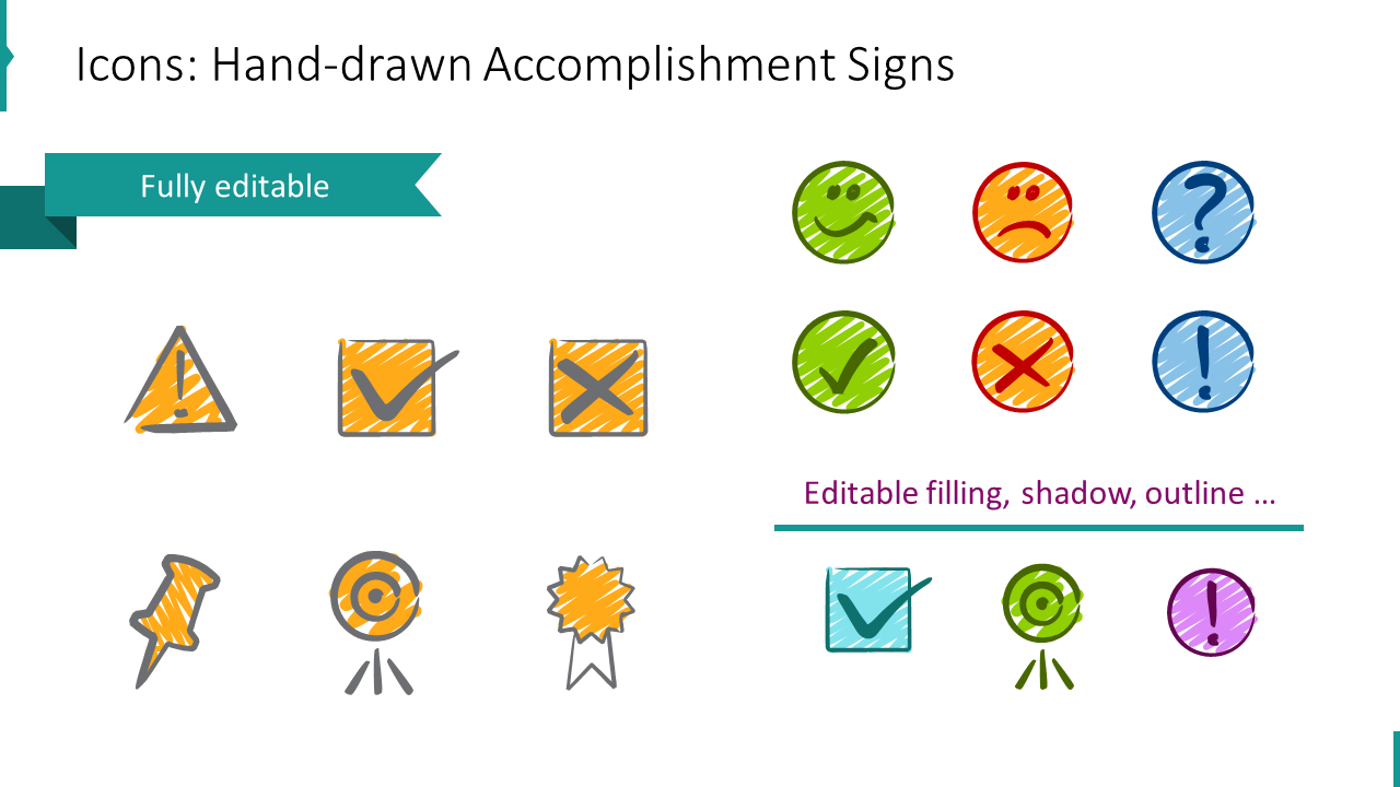Icons: Hand-drawn Accomplishment Signs