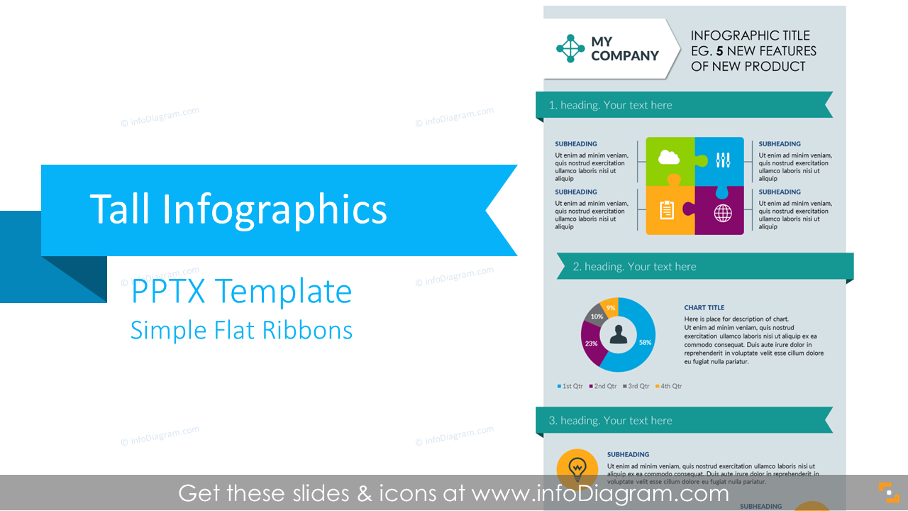 Tall Infographics Presentation Template (flat PPT graphics)