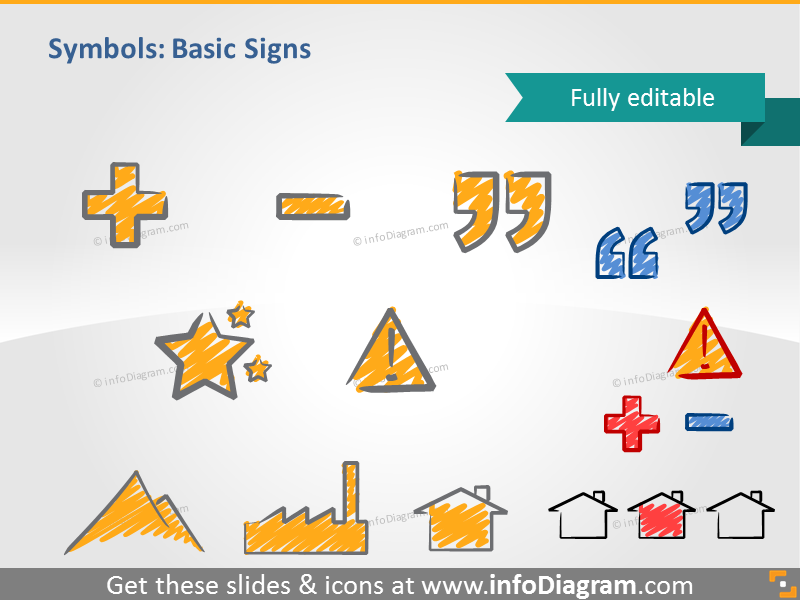 scribble basic signs quotation mark handwritten pictograms icons ppt clipart