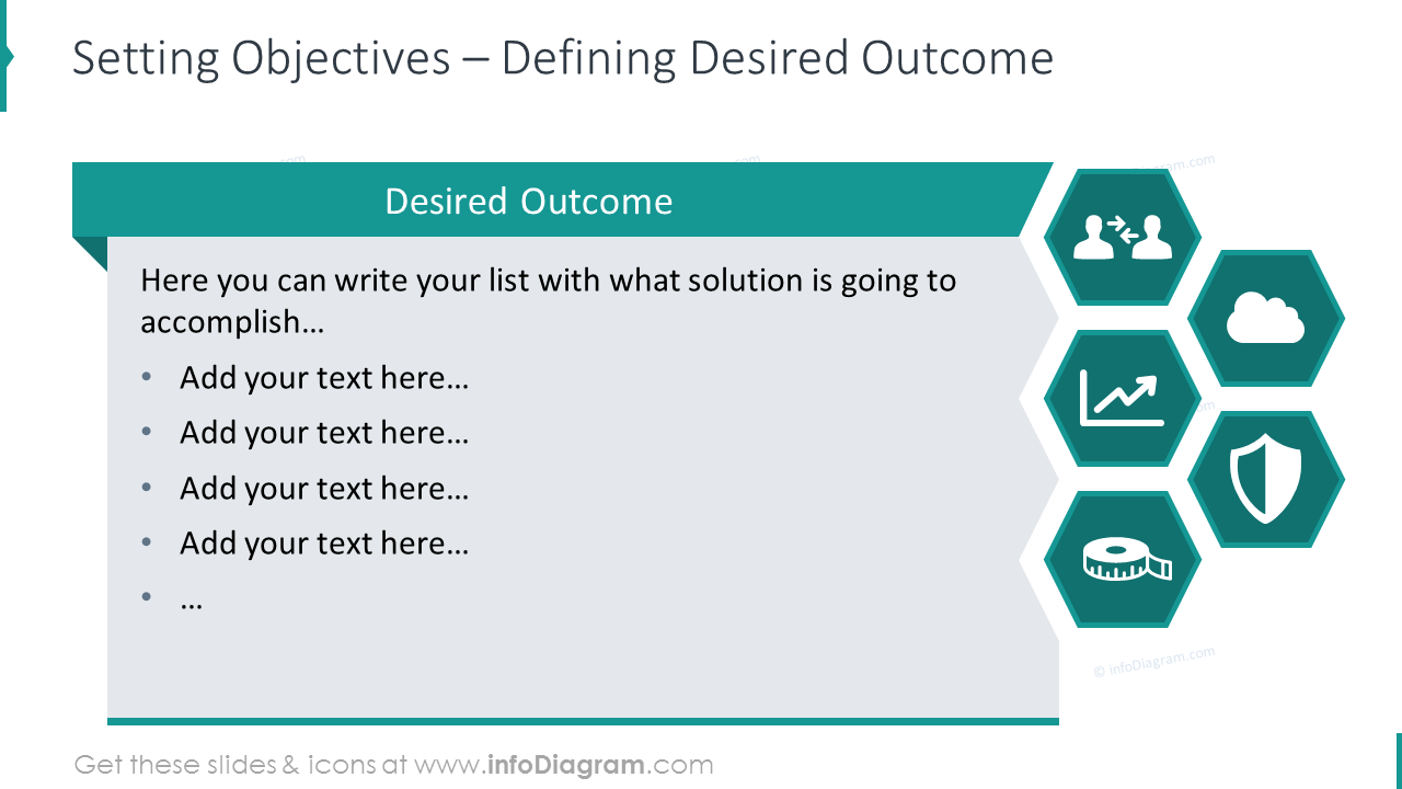 Setting objectives template with flat icons