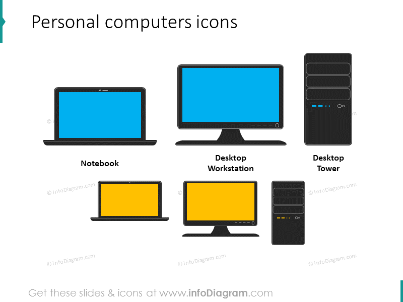 personal computer desktop workstation tower ppt clipart icon