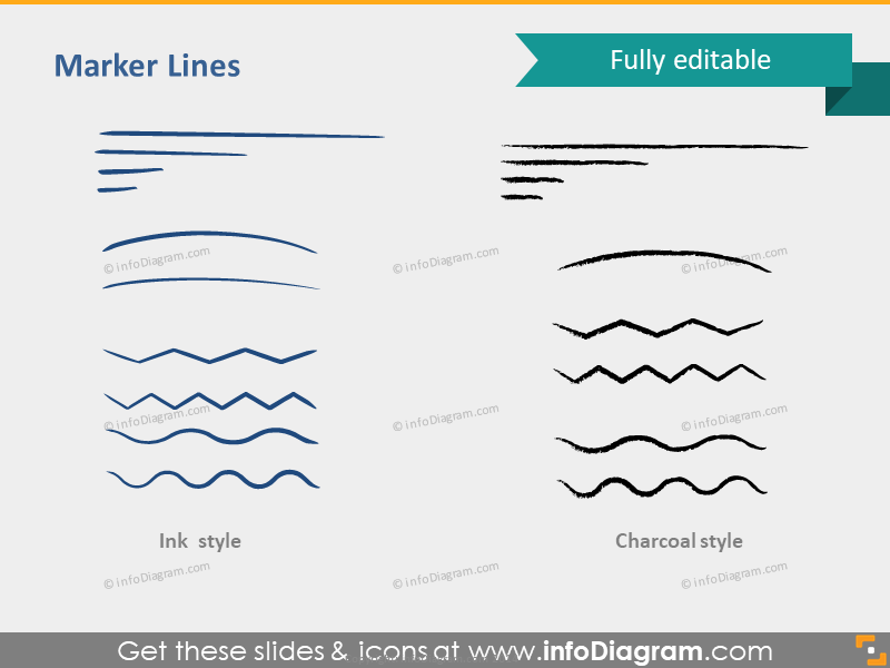 Hand drawn marker lines icons