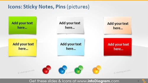 School sticky notes pins icons pptx