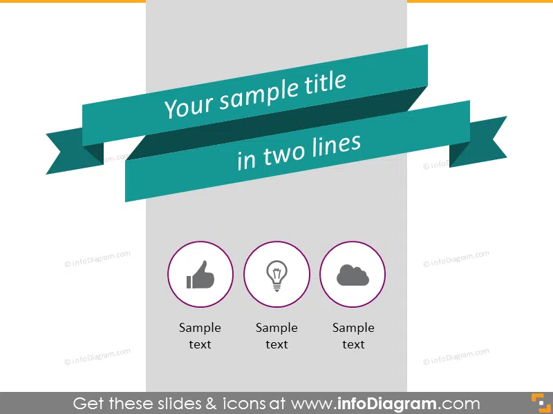 flat double ribbon banner with three descriptive items