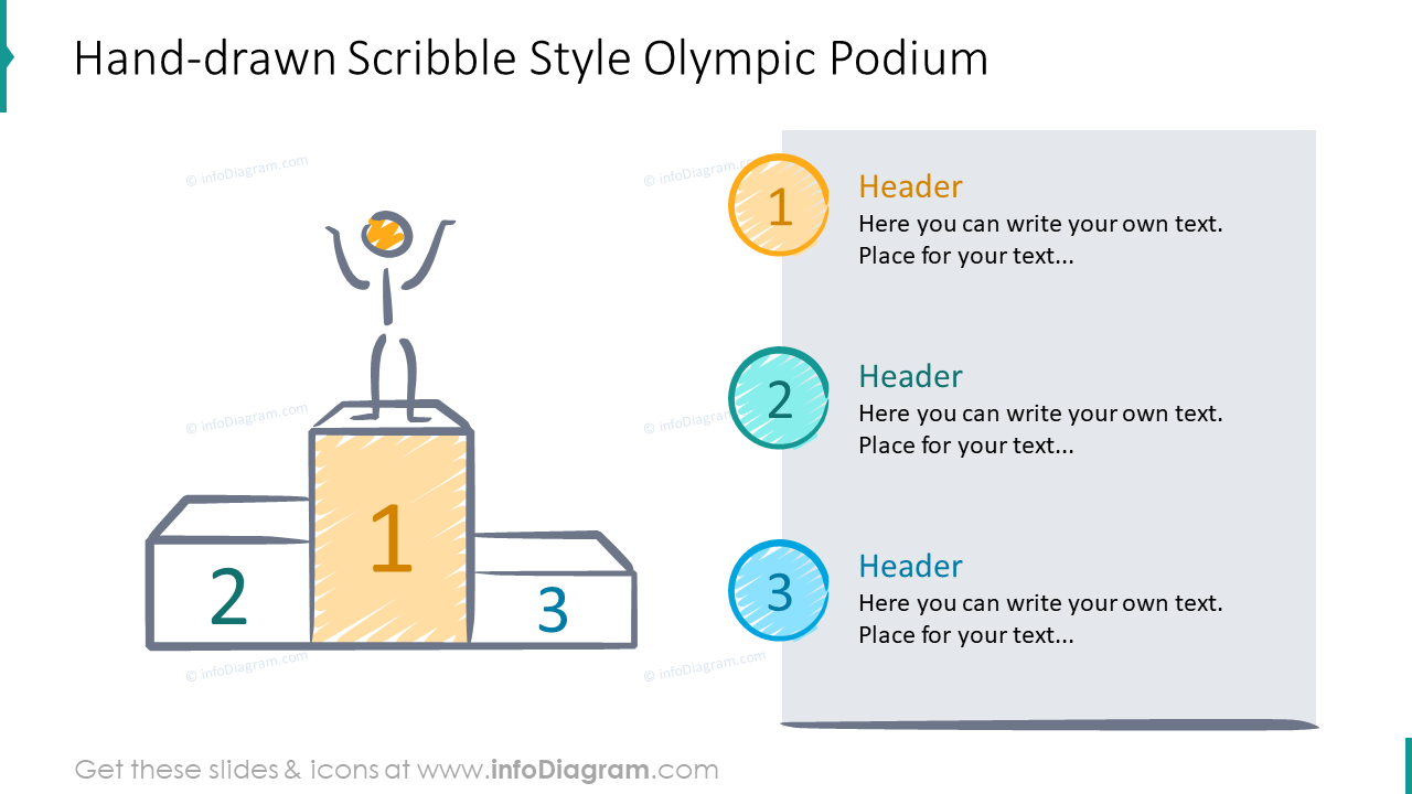 Olympic podium shown with hand-drawn scribble design 