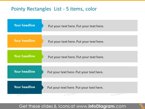 Pointy Colorful Rectangles List PPT Template