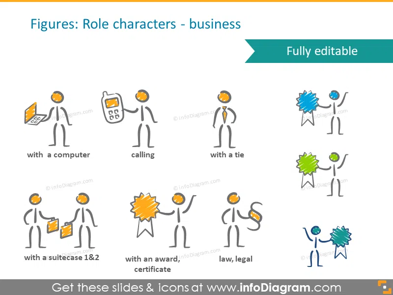 avatar scribble handwritten business roles pictograms ppt clip art