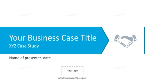 Business case title slide with handshake icon