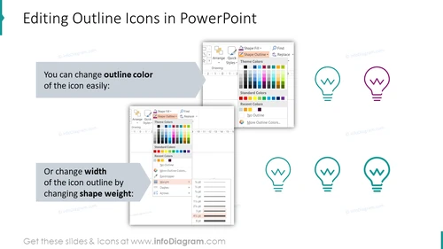 Editability of outline icons and shapes in PowerPoint