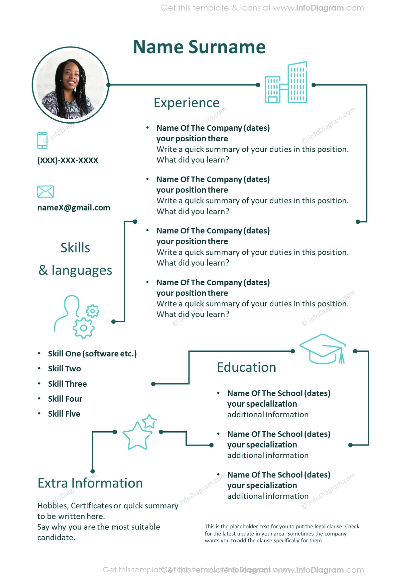 Creative outline personal CV showed with elegant single template