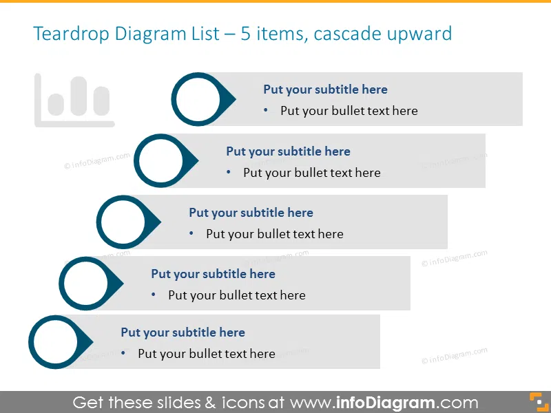 Smartart Graphics for 5 items in Cascade Upward