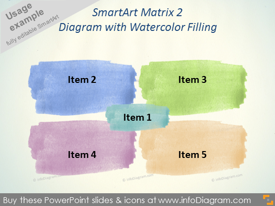 Watercolor Brushes SmartArt Matrix Diagram pptx
