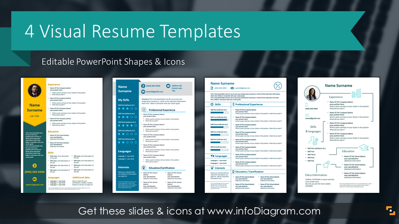 4 One-Slide Resume & Skills Icons (PPT Templates)