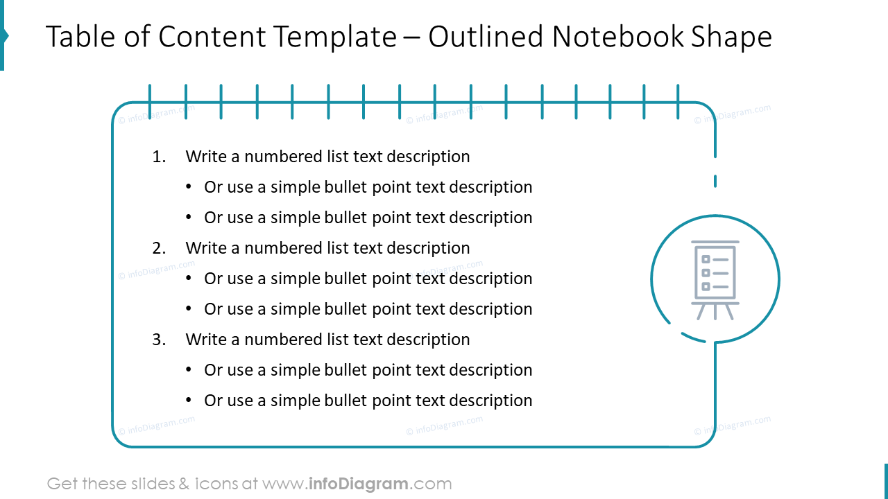 extremely Dodge Lazy Table of Content Template – Outlined Notebook Shape