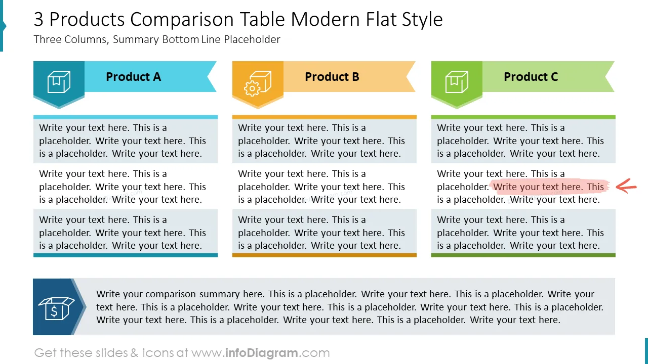 3 Products Comparison Table Modern Flat Style