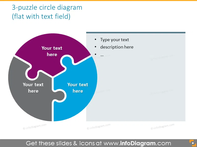 3 puzzle diagram decent gradient powerpoint 
