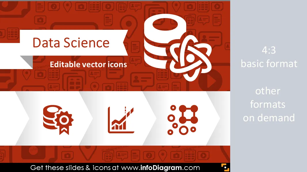 Data Science Big Data Analytics Icons (flat PPT clipart)