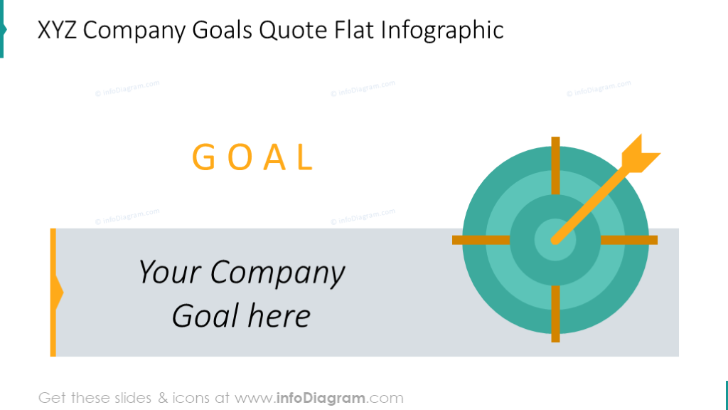 Company goals slide with flat infographic