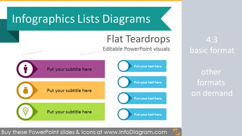 Infographics Teardrops Lists Template (flat PPT Diagrams)