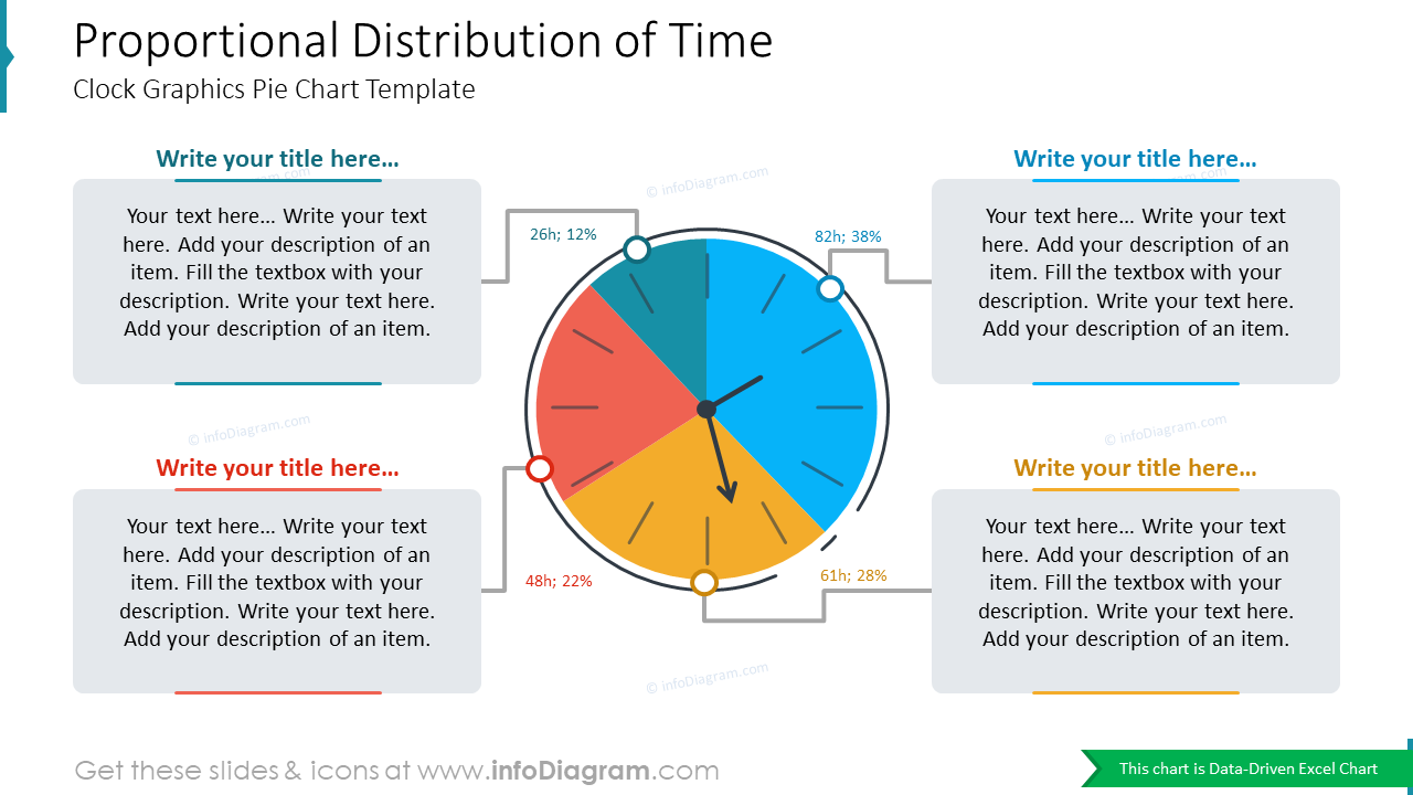 Proportional Distribution of TimeClock Graphics Pie Chart Template