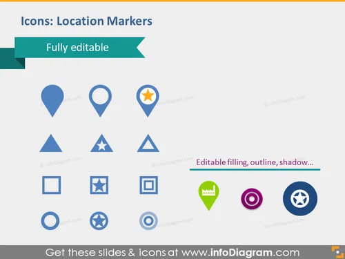 location map position place markers star pins pptx cliparts
