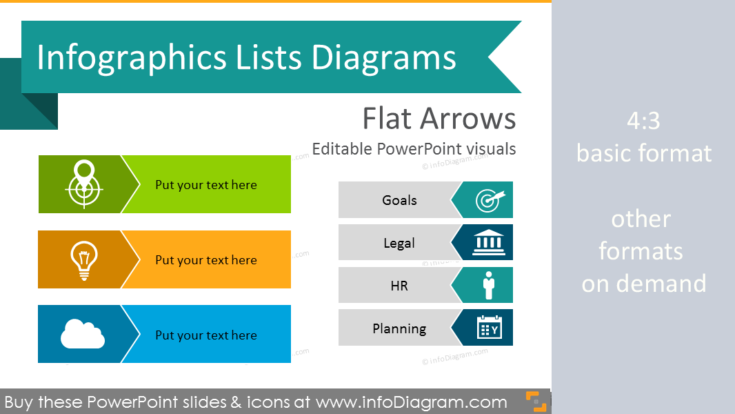 Infographics Arrows Lists Template (flat PPT Diagrams)