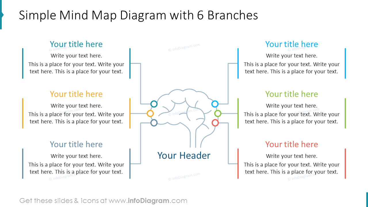 Simple Mind Map Diagram with 6 Branches