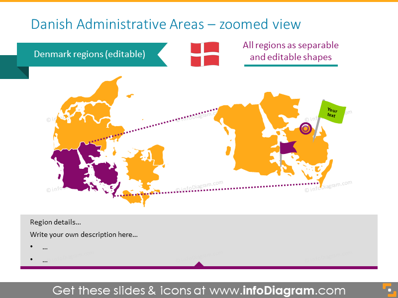 Danish administrative areas illustrated with zoomed view