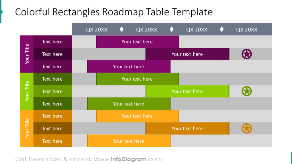 Colorful roadmap illustrated with a table