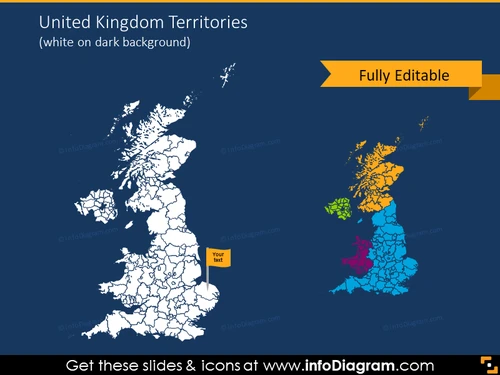 United Kingdom map on dark background