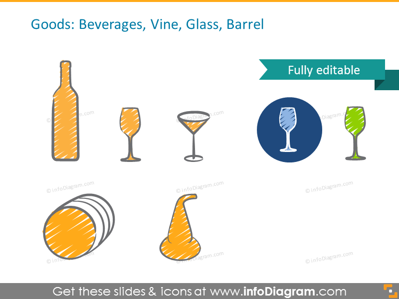  Example of the Goods symbols: Beverages, Vine, Glass, Barrel