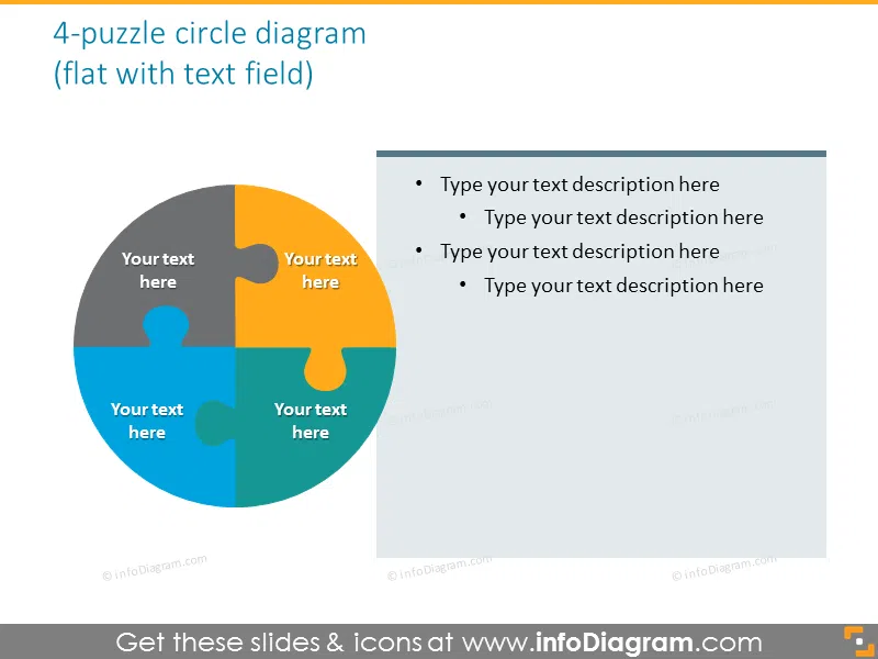 puzzle circle quadrant diagram text field powerpoint
