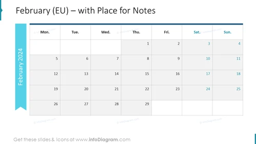 February (EU) – with Place for Notes