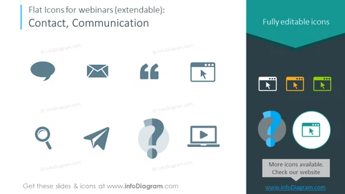 Symbols set intended to illustrate contact and communication 