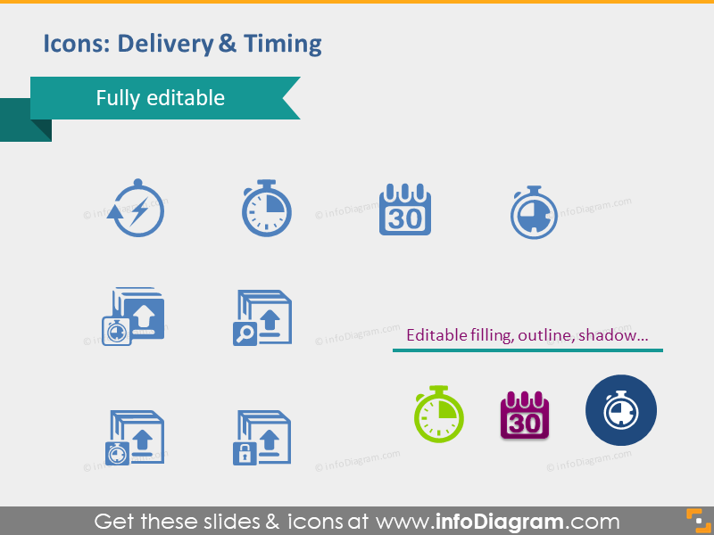 delivery timing terms icons powerpoint clip art pptx