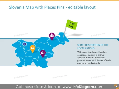 Slovenia Map with Places Pins