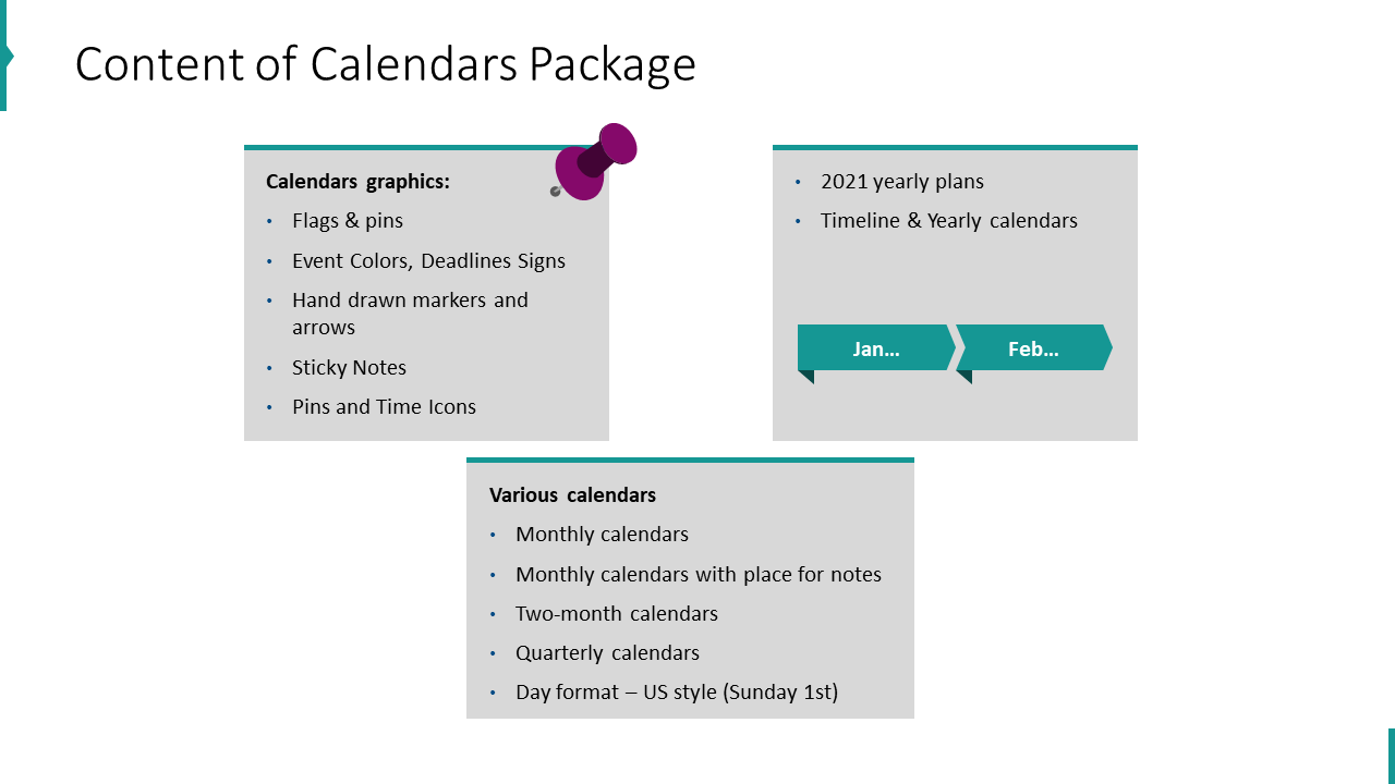 Content of Calendars Package