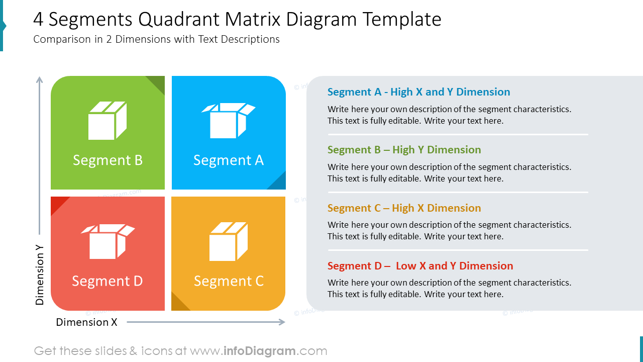 4 Segments Quadrant Matrix Diagram Template