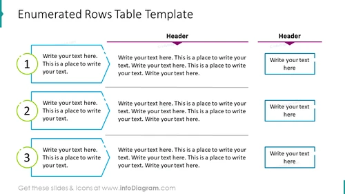 Enumerated Rows Table PPT Template