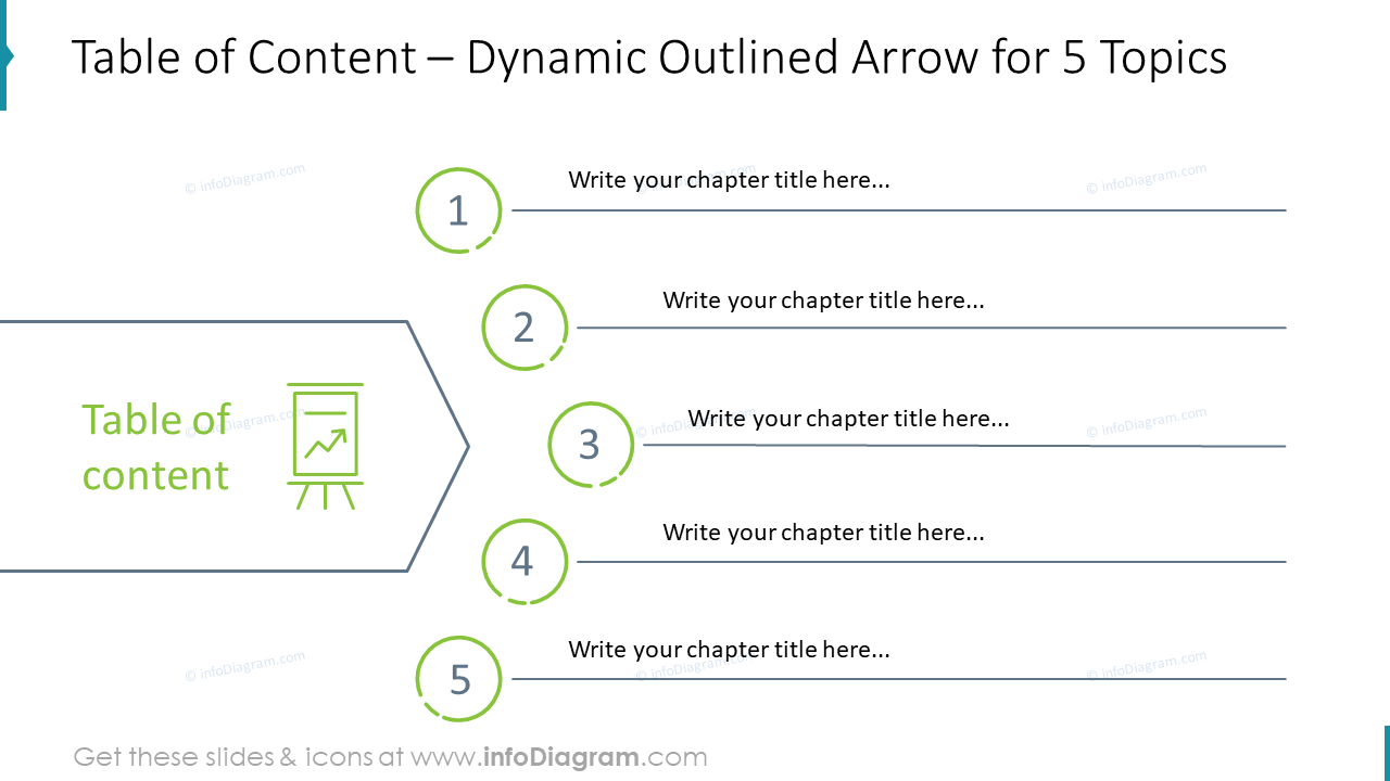 Table of Content – Dynamic Outlined Arrow for 5 Topics