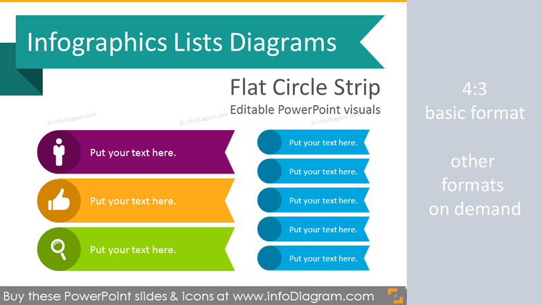 Infographics Circle Strip Lists Template (flat PPT Diagrams)