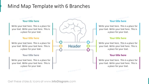 Mind map template with six branches