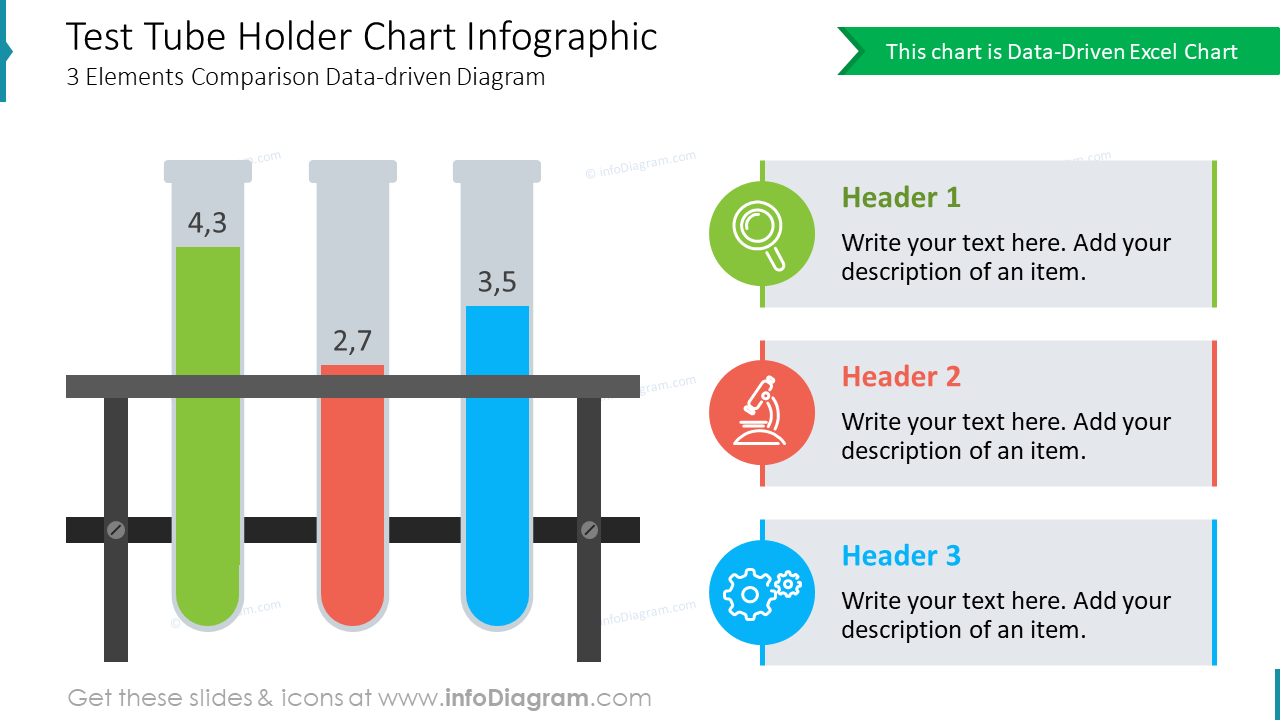 Test Tube Holder Chart Infographic3 Elements Comparison Data-driven Diagram