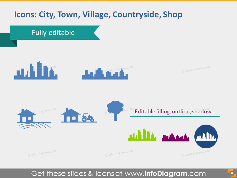 city town village countryside shop pictogram ppt cliparts