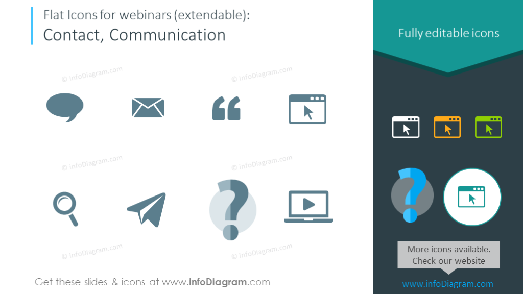 Symbols set intended to illustrate contact and communication 