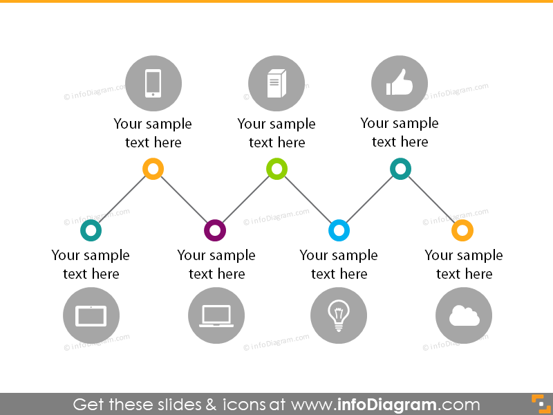 multicolor chain flow scheme powerpoint diagram