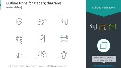 Outline icons set for iceberg diagram